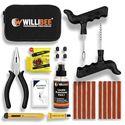 WILLIBEE 11-in-1 (Pack of 10 Strips) Tubeless Tyre Puncture Repair Kit for Car & Bike